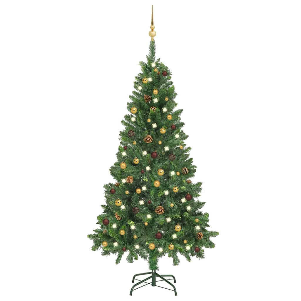 Künstlicher Weihnachtsbaum mit Beleuchtung & Kugeln Grün 150 cm Künstlicher Weihnachtsbaum mit Beleuchtung & Kugeln Grün 150 cm