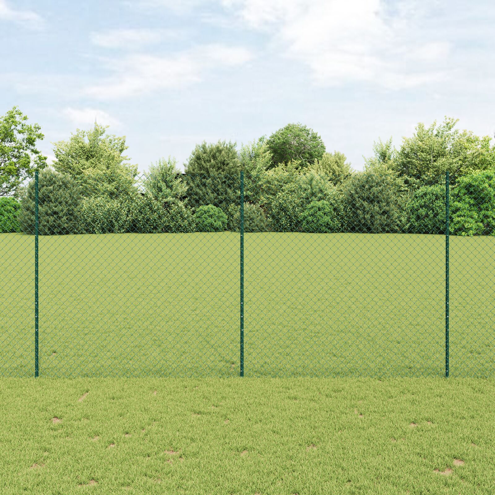 Kettenzaun mit 10 U-Posten Grün 1,5x10 m Stahl
