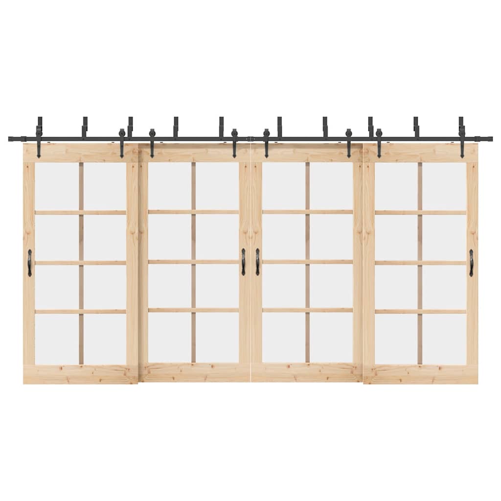 Schiebetürbeschlag-Set 213,5 cm Stahl Schwarz Schiebetürbeschlag-Set 213,5 cm Stahl Schwarz