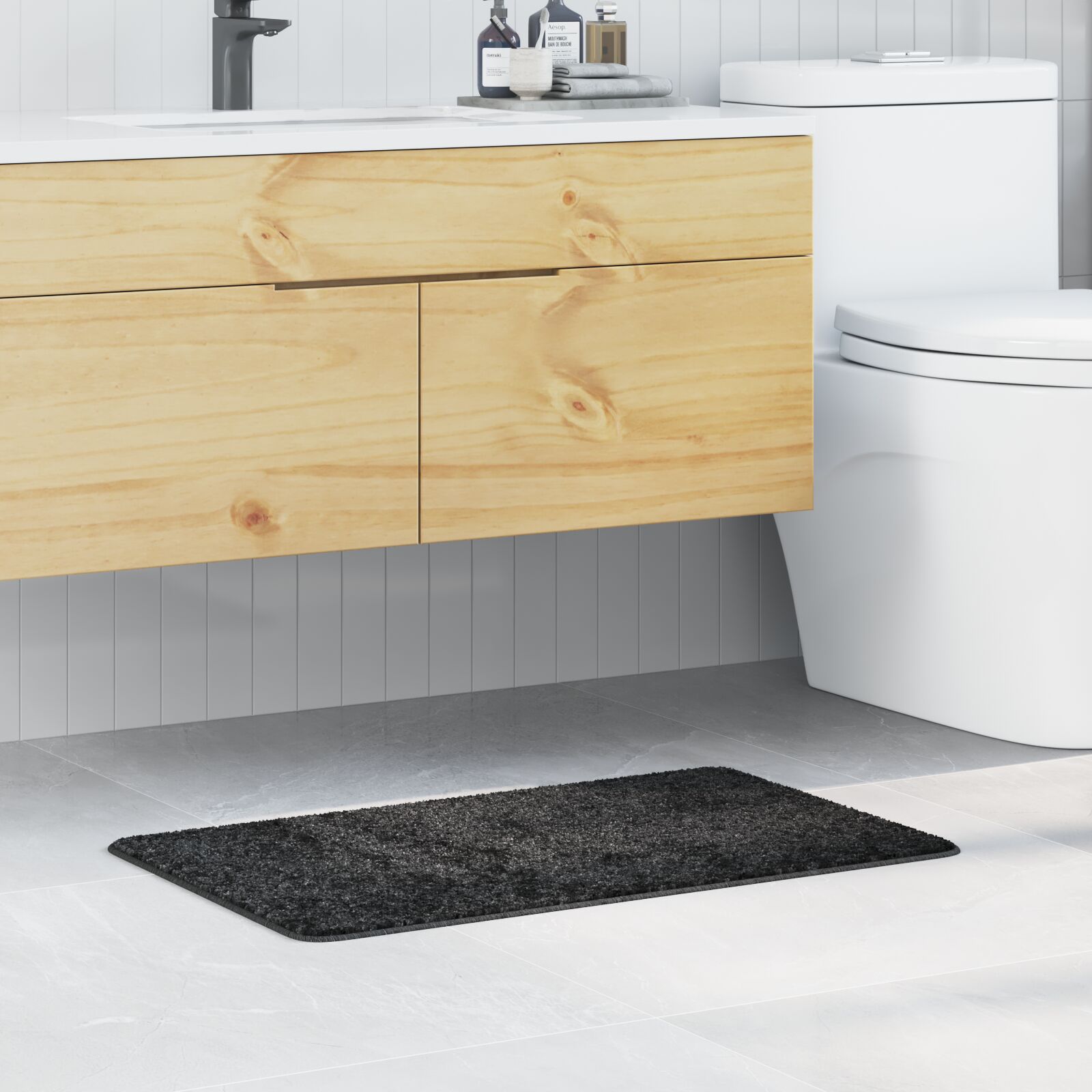 vidaXL Badezimmermatte rechteckig Dunkelgrau 50x80 cm Polypropylen rutschfest vidaXL Badezimmermatte rechteckig Dunkelgrau 50x80 cm Polypropylen rutschfest