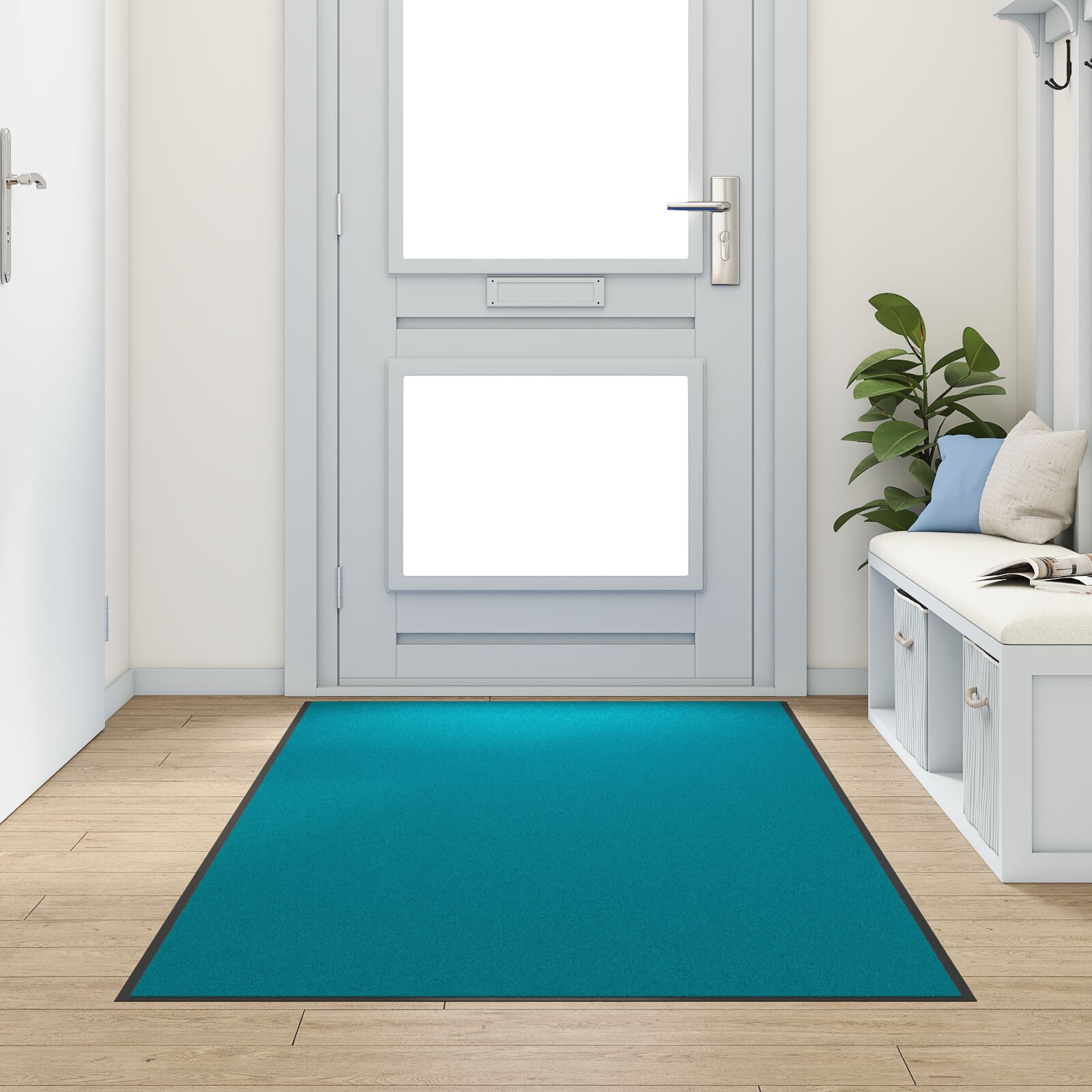 vidaXL Waschbare Fußmatte Cyan 120x300 cm vidaXL Waschbare Fußmatte Cyan 120x300 cm