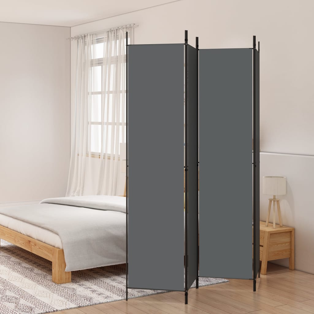 4-tlg. Paravent Anthrazit 200x220 cm Stoff 4-tlg. Paravent Anthrazit 200x220 cm Stoff