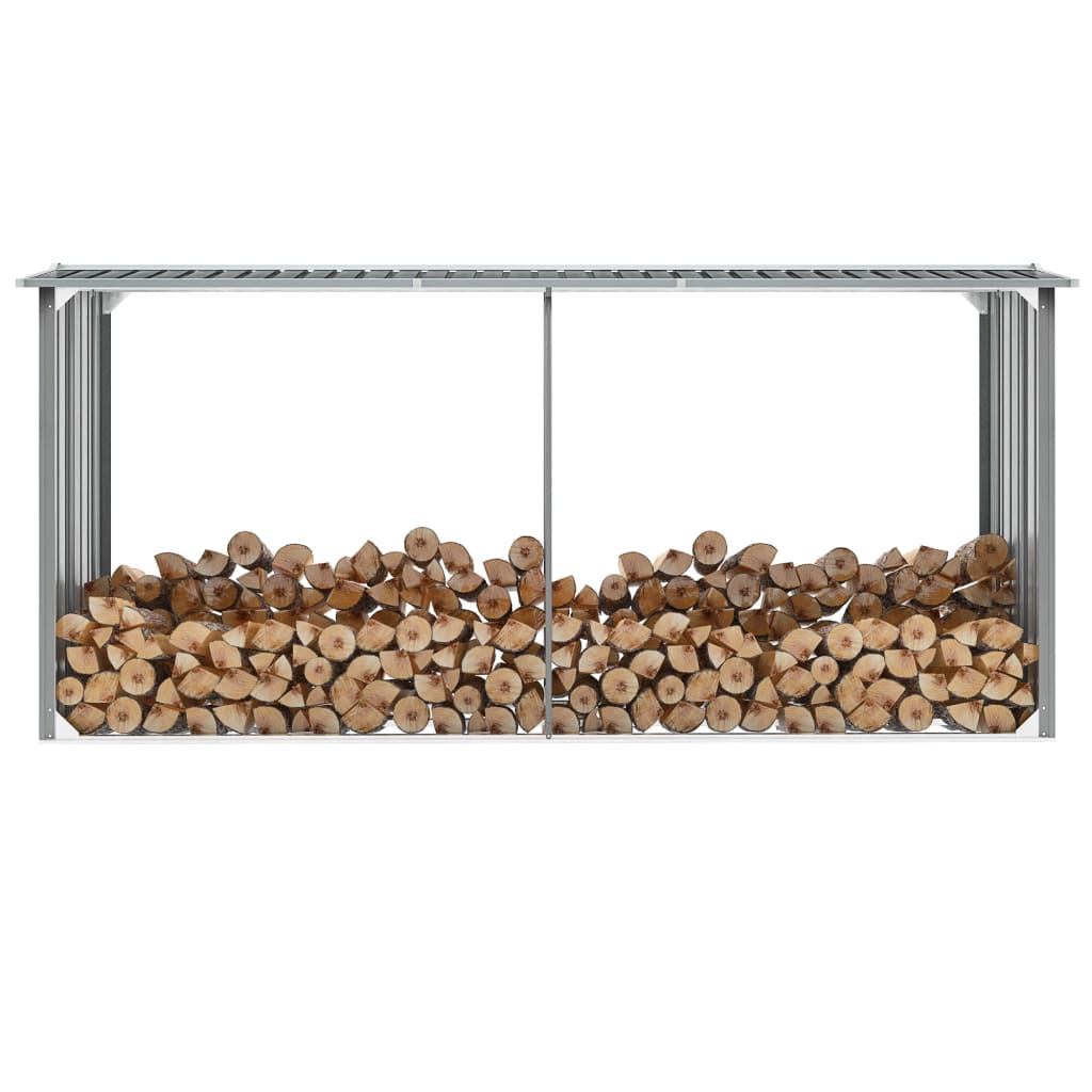 Brennholzlager aus verzinktem Stahl 330 x 92 x 153 cm Grau Brennholzlager aus verzinktem Stahl 330 x 92 x 153 cm Grau