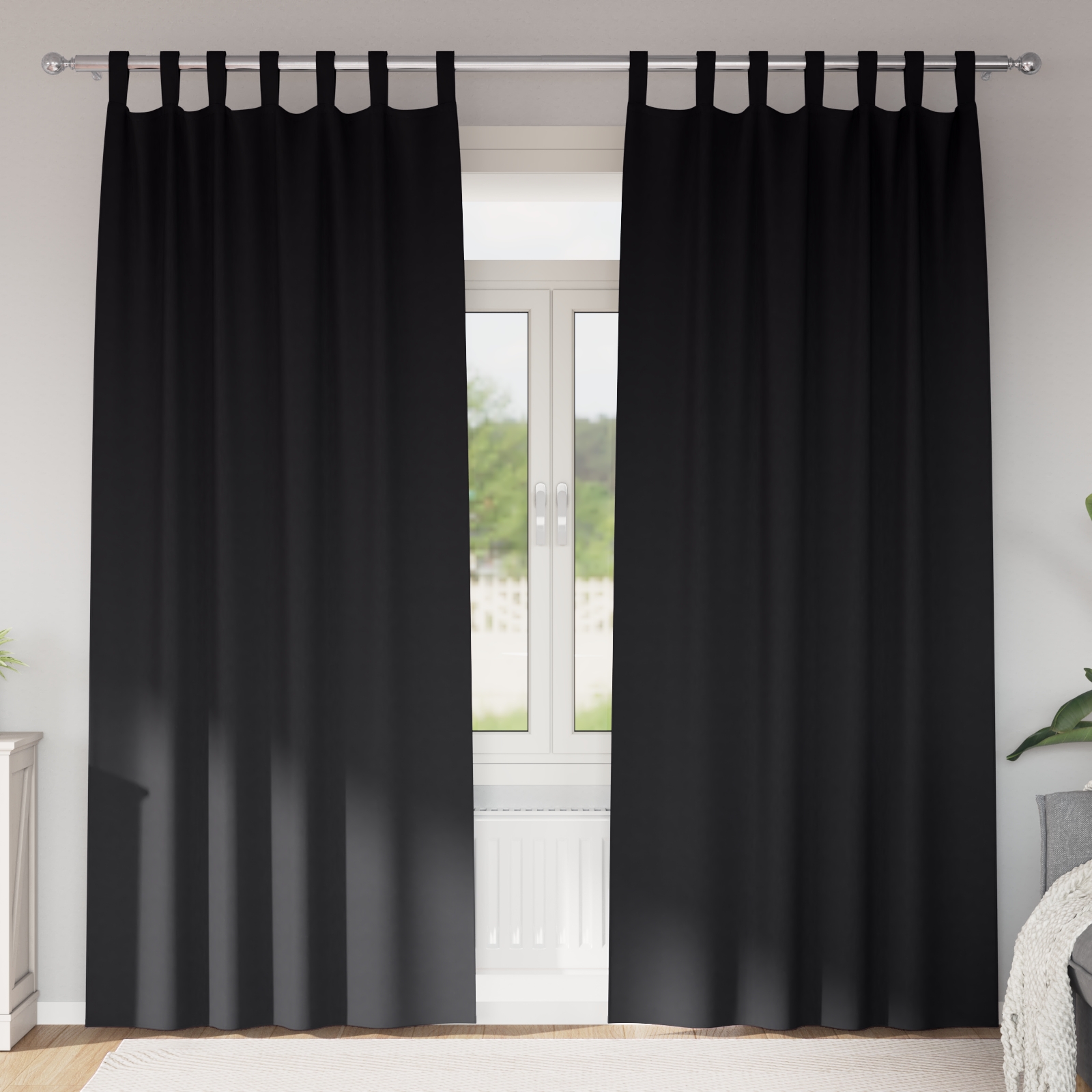 Verdunkelungsvorhänge 2 pcs Schwarz 225 x 140 cm Polyester