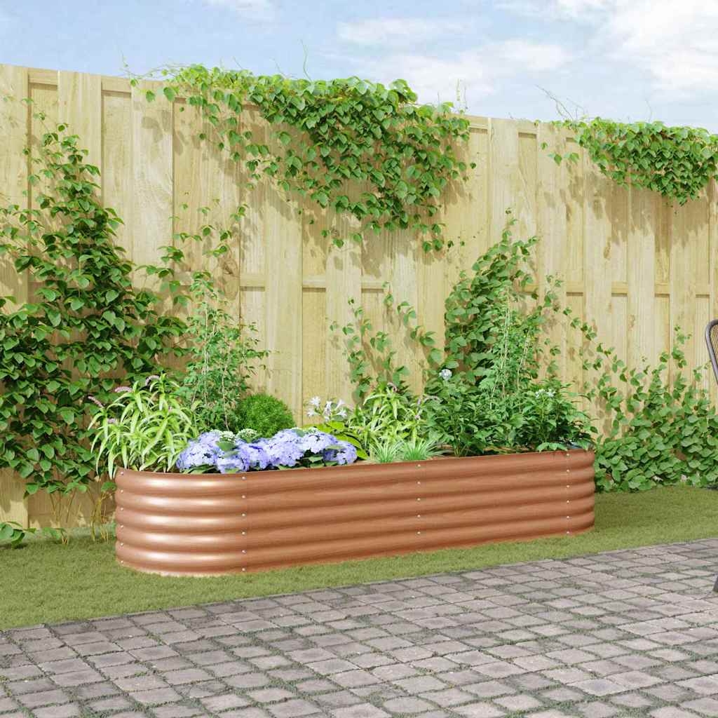 Hochbeet Braun mit Holzlook 240x80x44 cm Stahl Hochbeet Braun mit Holzlook 240x80x44 cm Stahl