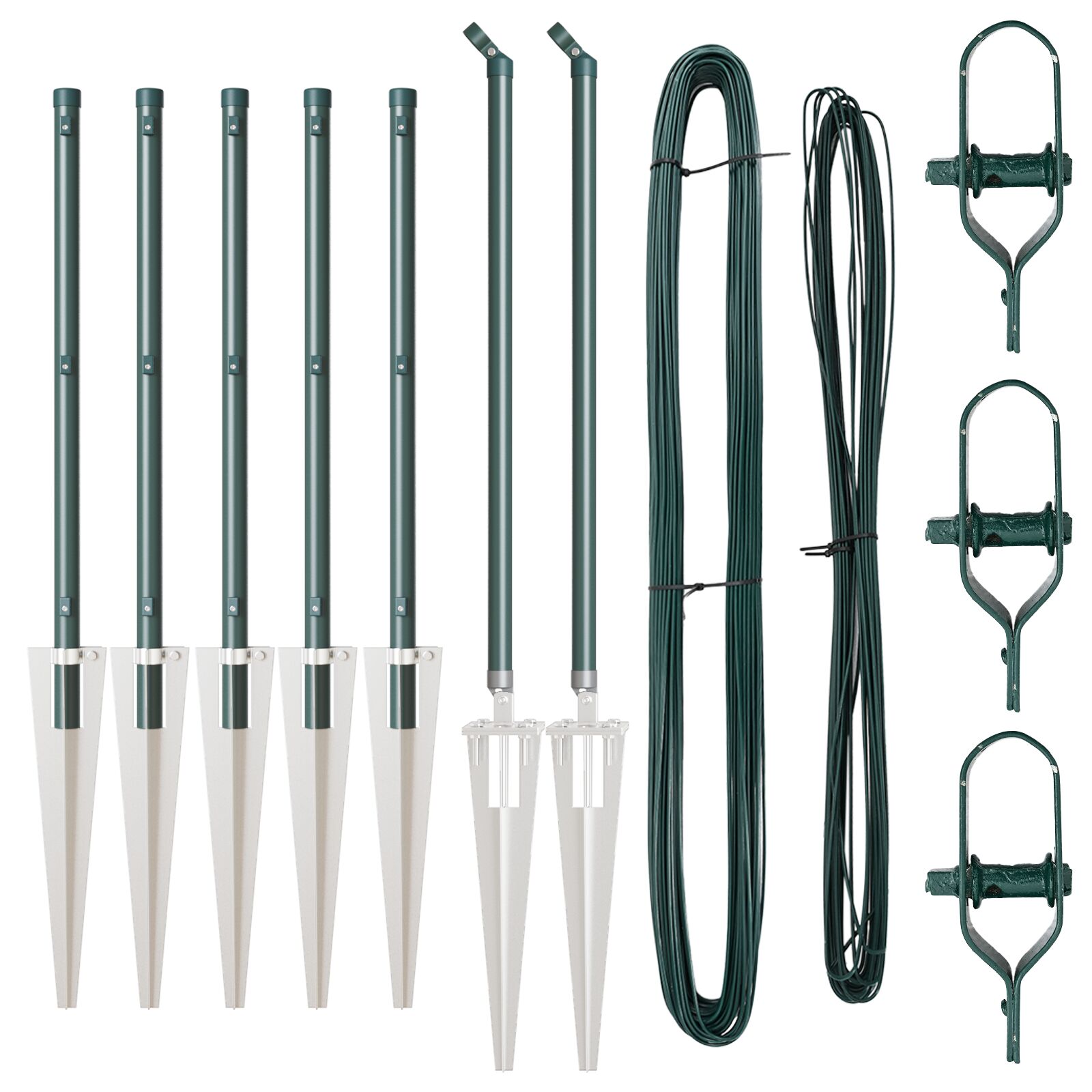 Zaunpfosten mit Spitze 7 Stück Ø32 mm 120 cm Verzinkter Stahl