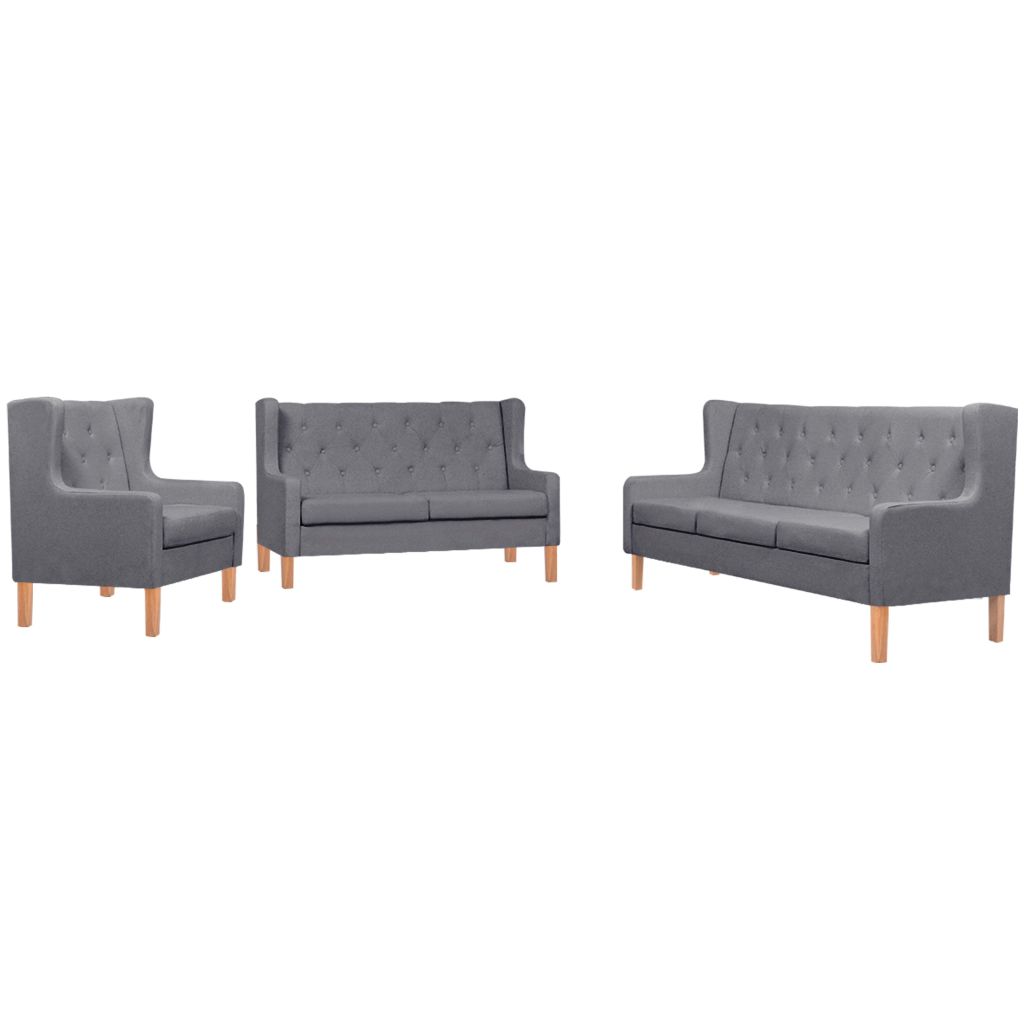 3-tlg. Sofa-Set Stoff Grau 3-tlg. Sofa-Set Stoff Grau