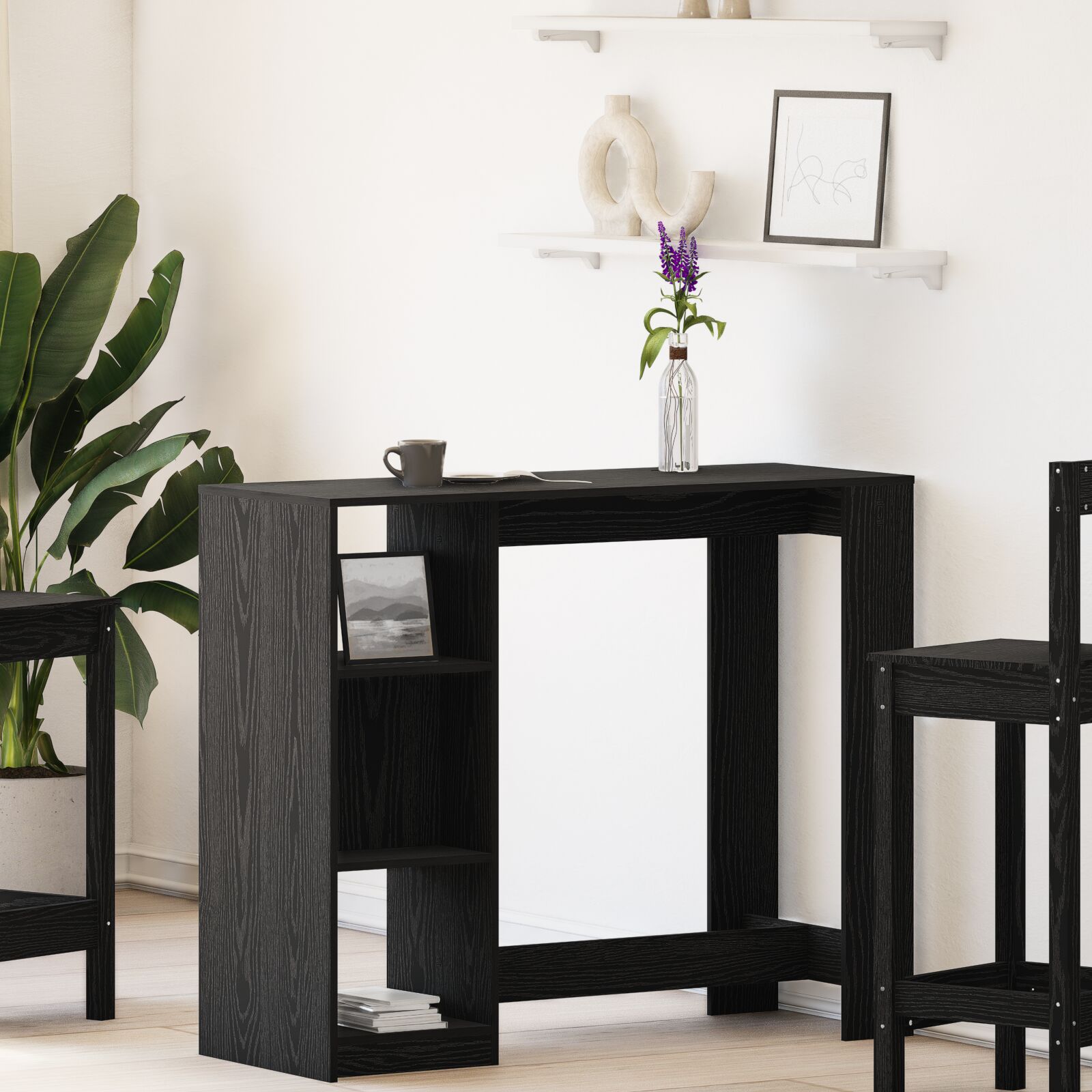 vidaXL Bartisch mit Regal Schwarz Eiche 102,5x46x103,5 cm Hergestelltes Holz vidaXL Bartisch mit Regal Schwarz Eiche 102,5x46x103,5 cm Hergestelltes Holz