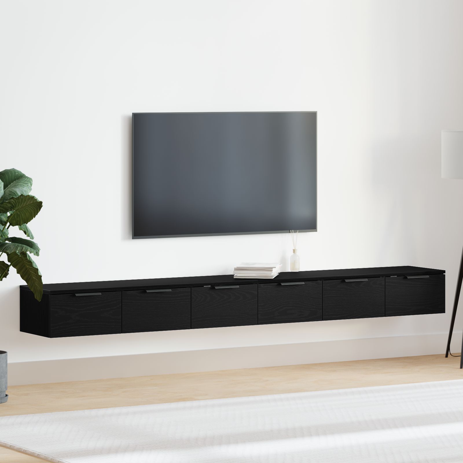 Wandregale 2 Stk Schwarz Eiche 102x30x20 cm Holzwerkstoff Wandregale 2 Stk Schwarz Eiche 102x30x20 cm Holzwerkstoff