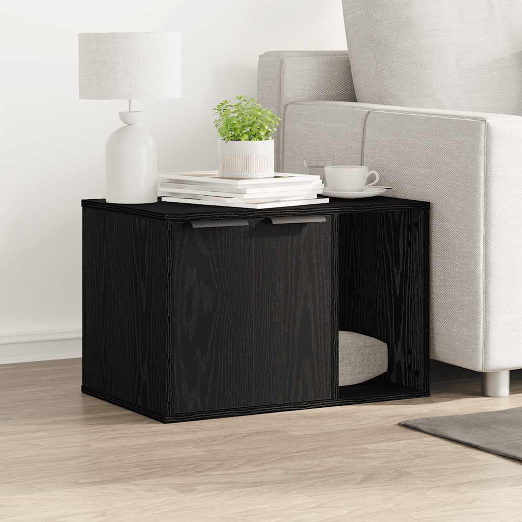 Katzenklo Schwarz Eichen-Optik 60x40x40 cm Holzwerkstoff Katzenklo Schwarz Eichen-Optik 60x40x40 cm Holzwerkstoff