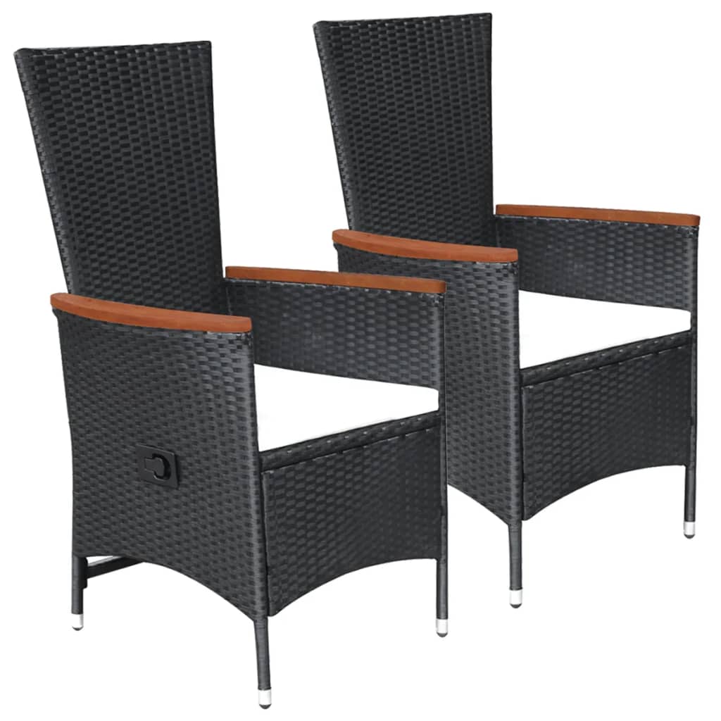 Gartenstühle 2 Stk. mit Polstern Poly Rattan Schwarz Gartenstühle 2 Stk. mit Polstern Poly Rattan Schwarz