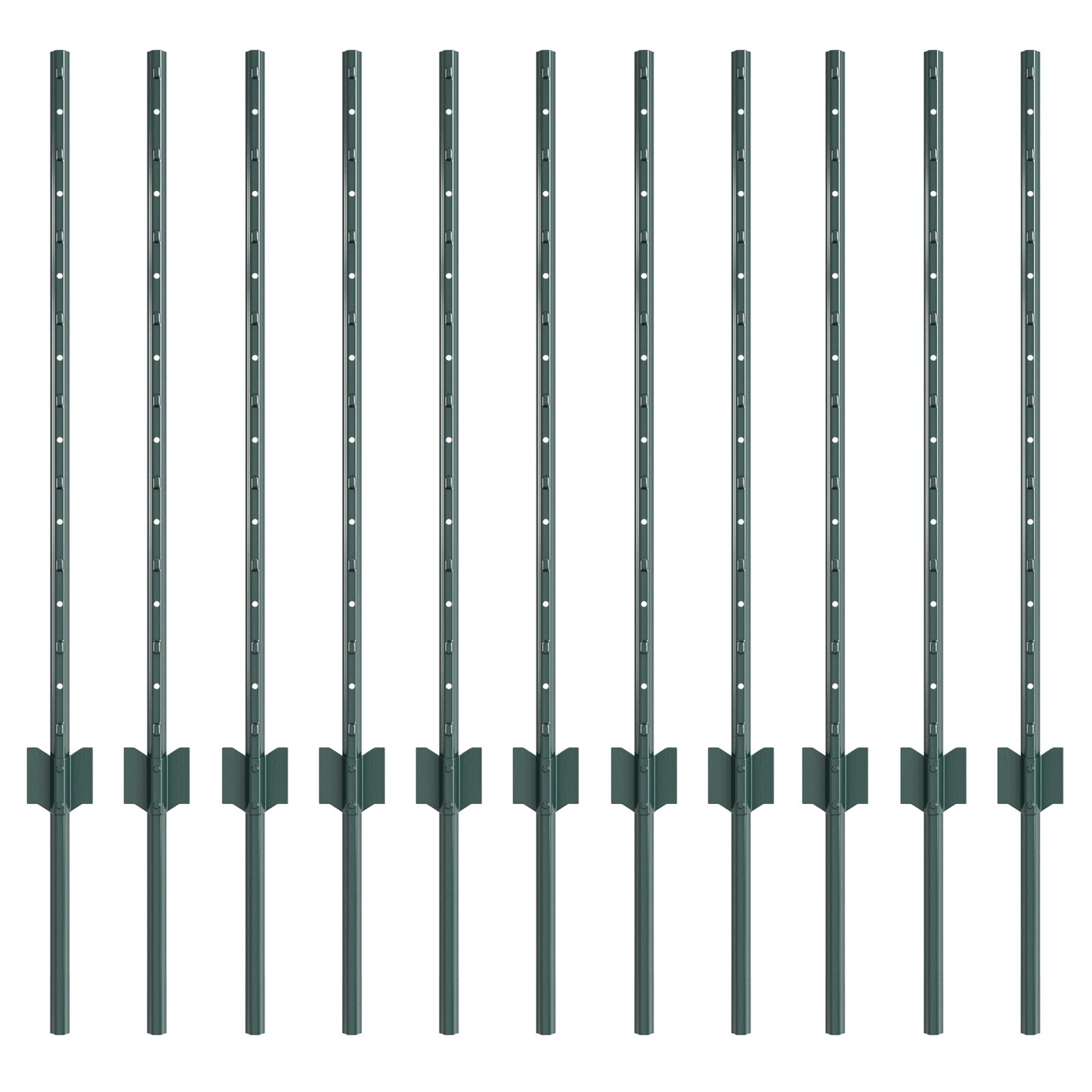 Zaunpfosten 11 Stück U-Kanal Grün 80 cm Stahl