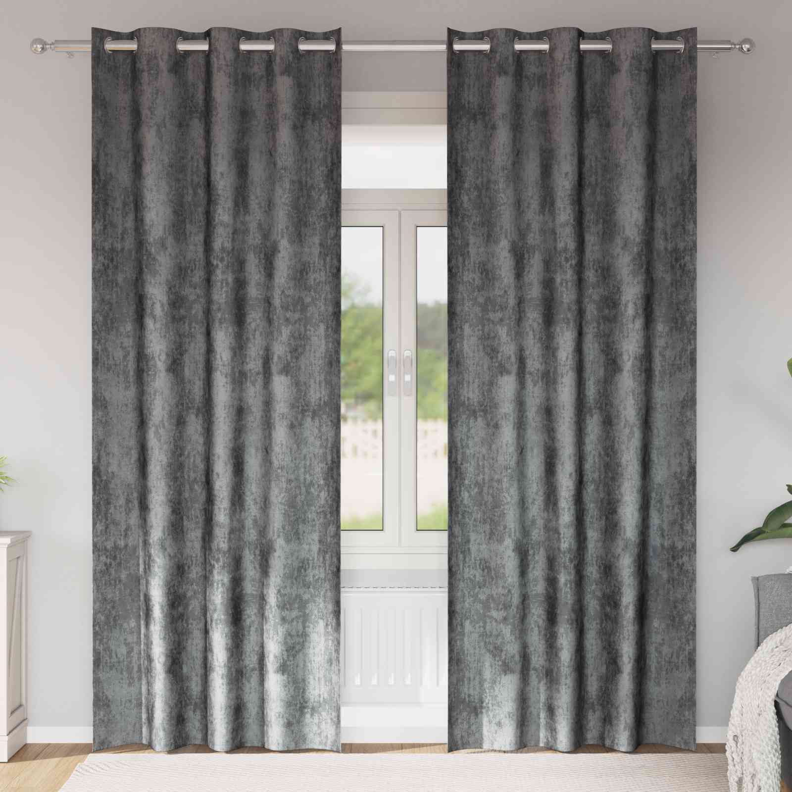 Samtvorhänge 2 Stück mit Ösen Grau 245x140 cm Samtvorhänge 2 Stück mit Ösen Grau 245x140 cm