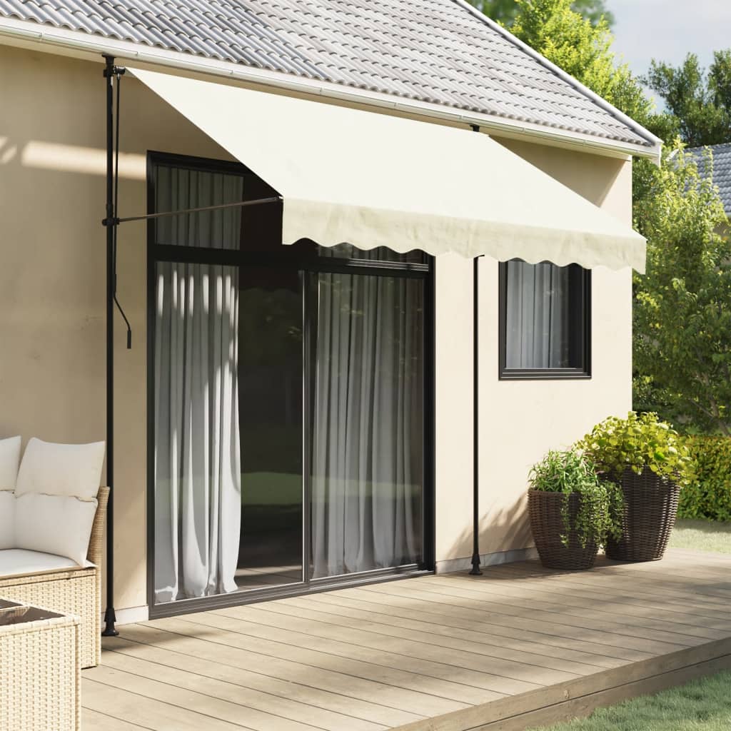 Markise Einziehbar Creme 250x150 cm Stoff und Stahl Markise Einziehbar Creme 250x150 cm Stoff und Stahl