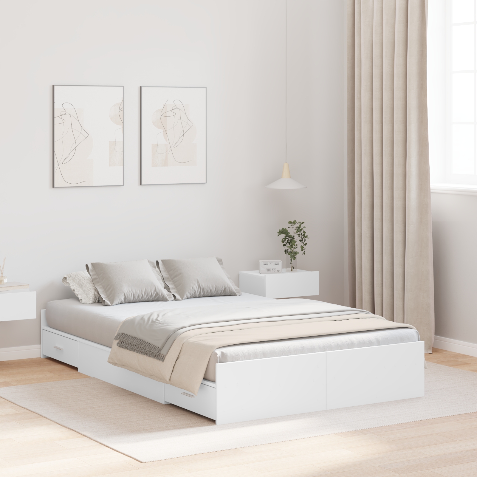 Bett mit Stauraum Weiß 120 x 190 cm Melaminbeschichtetes Holz