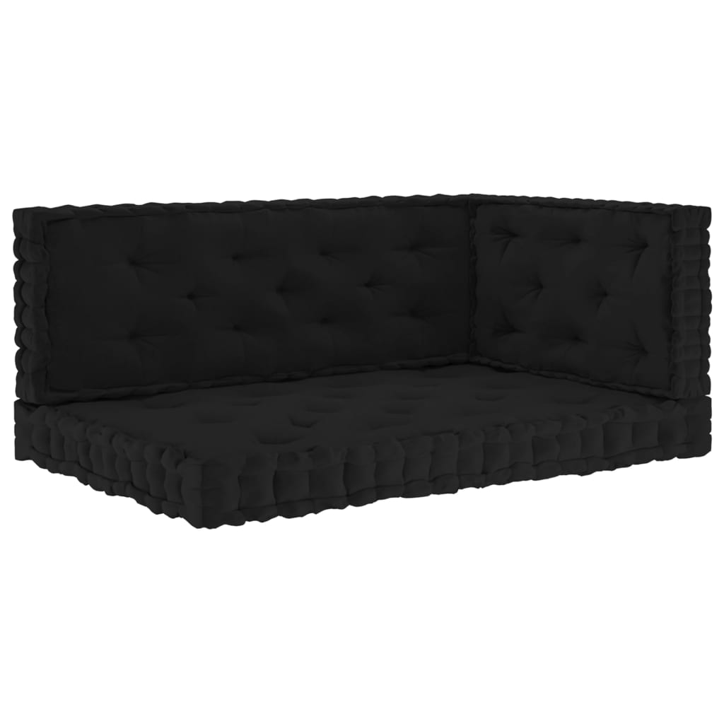 Palettenkissen 3-tlg. Schwarz Baumwolle Palettenkissen 3-tlg. Schwarz Baumwolle