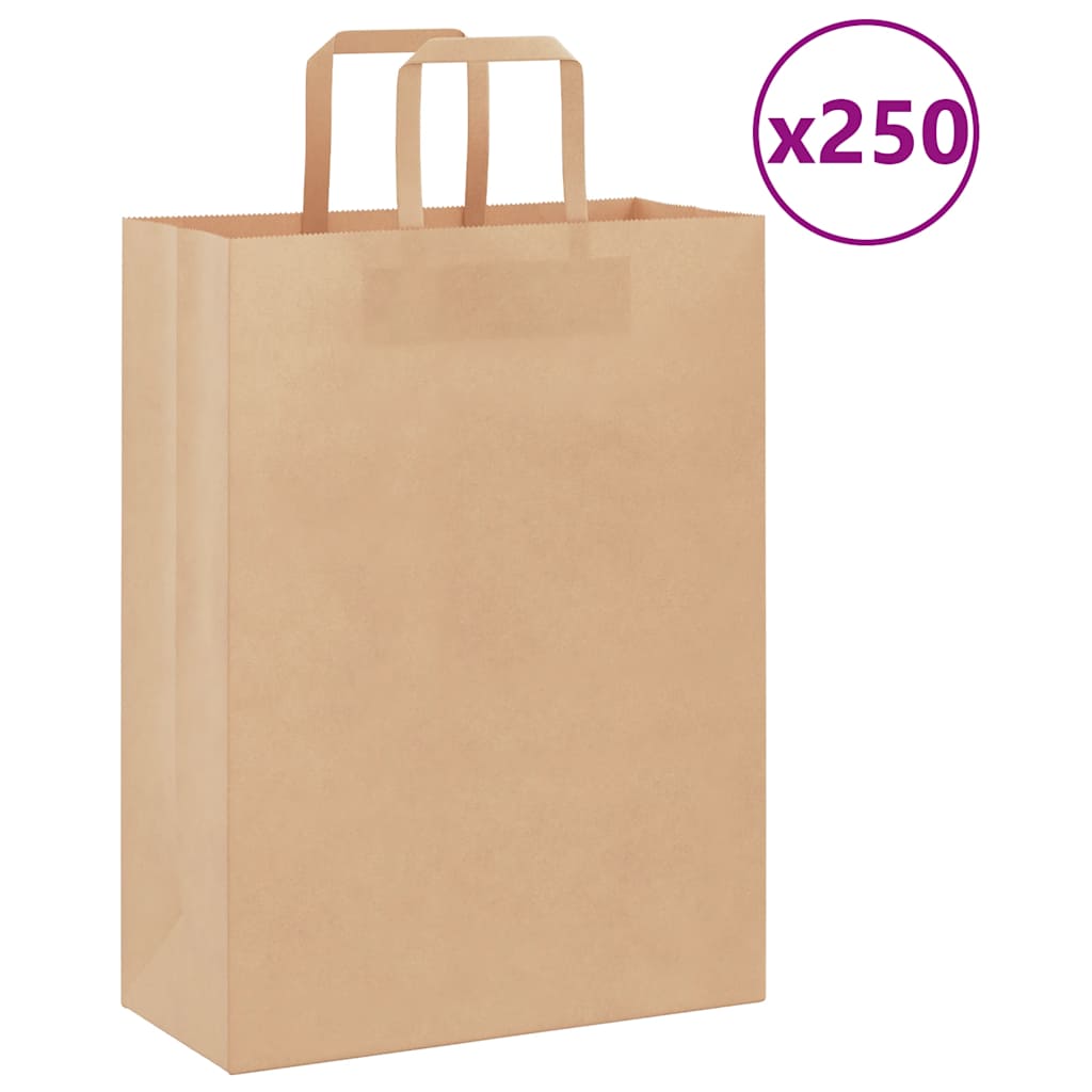 Papiertragetaschen 250 Stk. mit Henkeln Braun 26x12x35 cm Papiertragetaschen 250 Stk. mit Henkeln Braun 26x12x35 cm