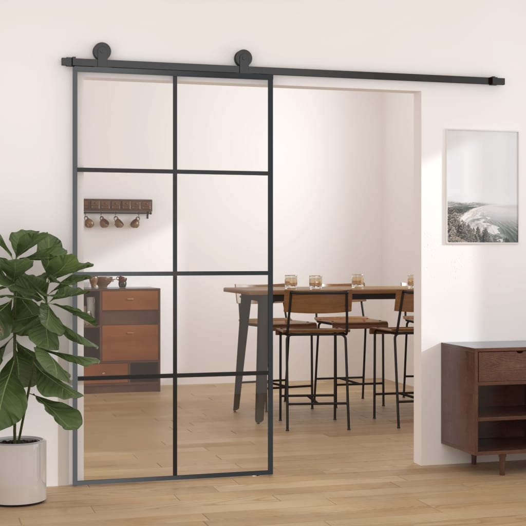 Schiebetür Schwarz 102,5x205 cm ESG-Glas und Aluminium Schiebetür Schwarz 102,5x205 cm ESG-Glas und Aluminium