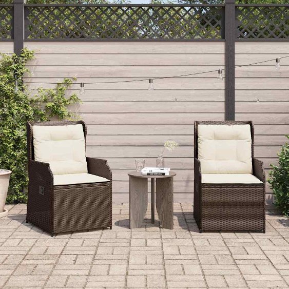 Gartenbank mit Kissen 2 pcs Braun Poly Rattan Gartenbank mit Kissen 2 pcs Braun Poly Rattan