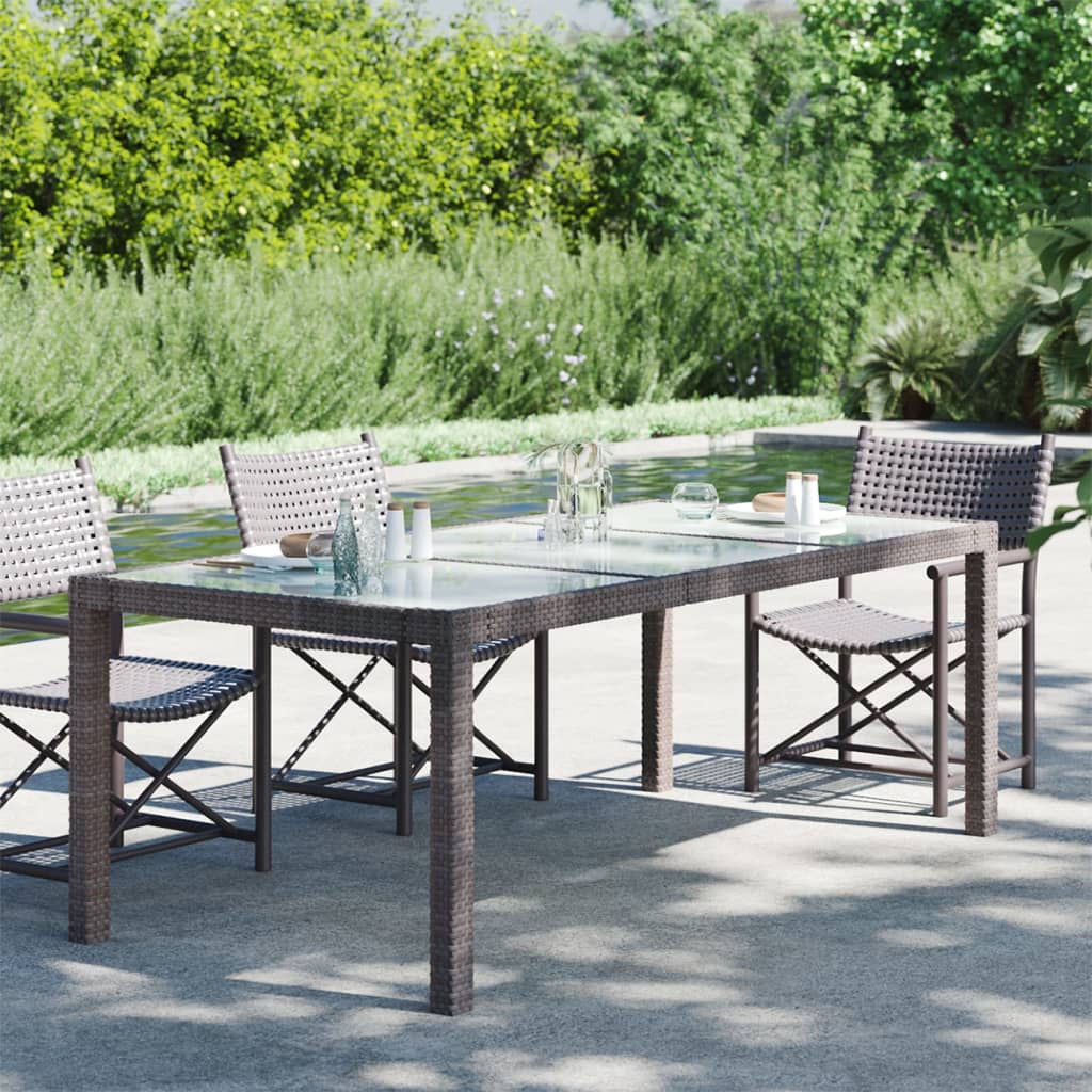 Gartentisch Braun 190x90x75 cm Gehärtetes Glas und Poly Rattan Gartentisch Braun 190x90x75 cm Gehärtetes Glas und Poly Rattan