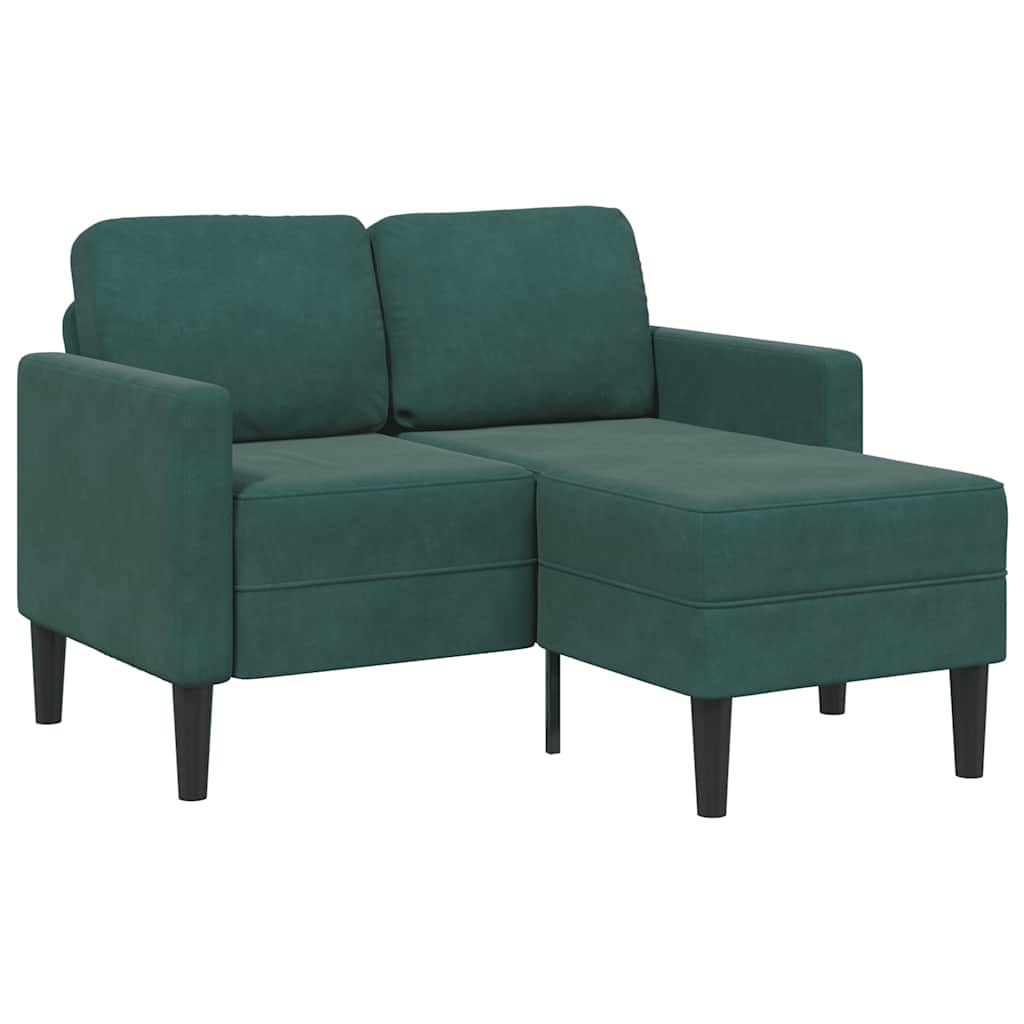 2-Sitzer-Sofa mit Chaiselongue L-Form Dunkelgrün 125 cm Samt 2-Sitzer-Sofa mit Chaiselongue L-Form Dunkelgrün 125 cm Samt