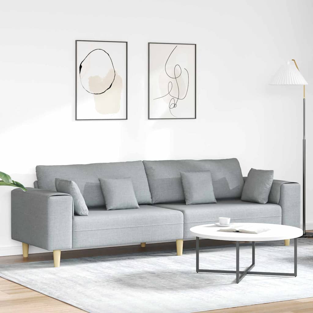 Stoffsofa mit Kissen Hellgrau 208 cm Stoff Stoffsofa mit Kissen Hellgrau 208 cm Stoff