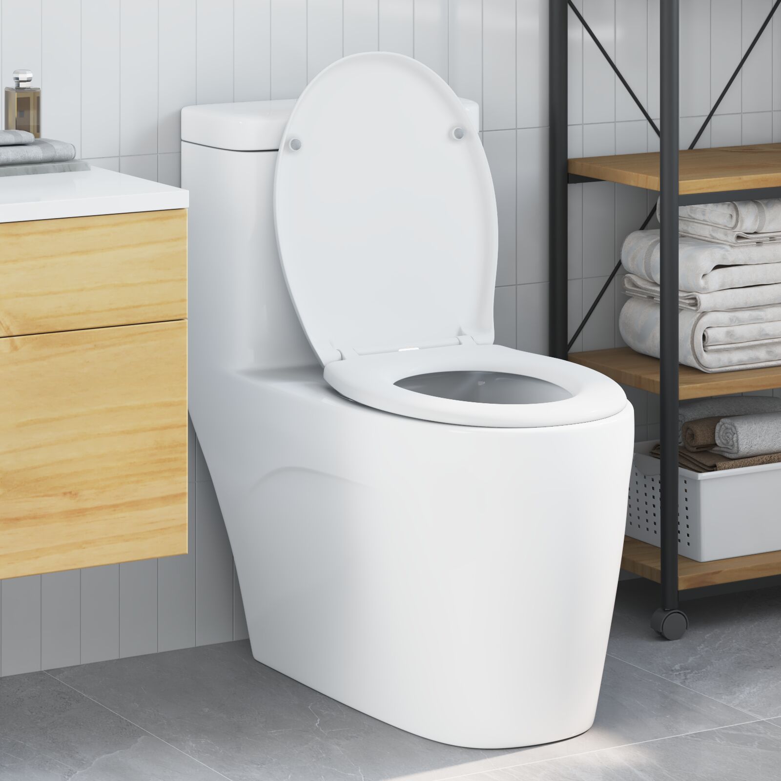 Schnellverschluss-Toilettensitz mit sanftem Schließen Duroplast Weiß Schnellverschluss-Toilettensitz mit sanftem Schließen Duroplast Weiß