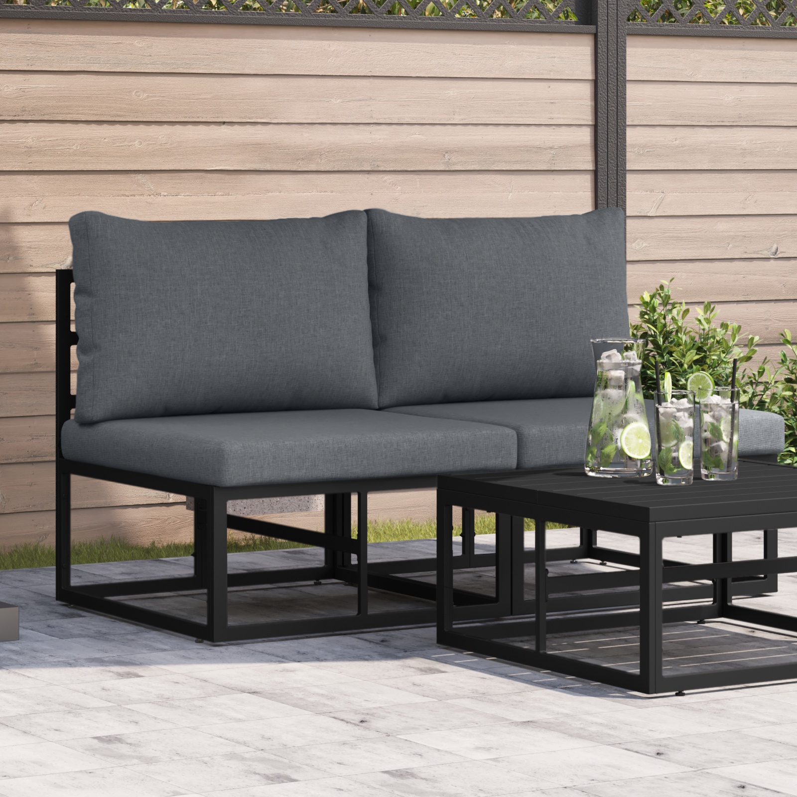 Gartenmöbel-Sets mit Kissen mit Kissen 2 pcs Schwarz und Anthrazit Gartenmöbel-Sets mit Kissen mit Kissen 2 pcs Schwarz und Anthrazit
