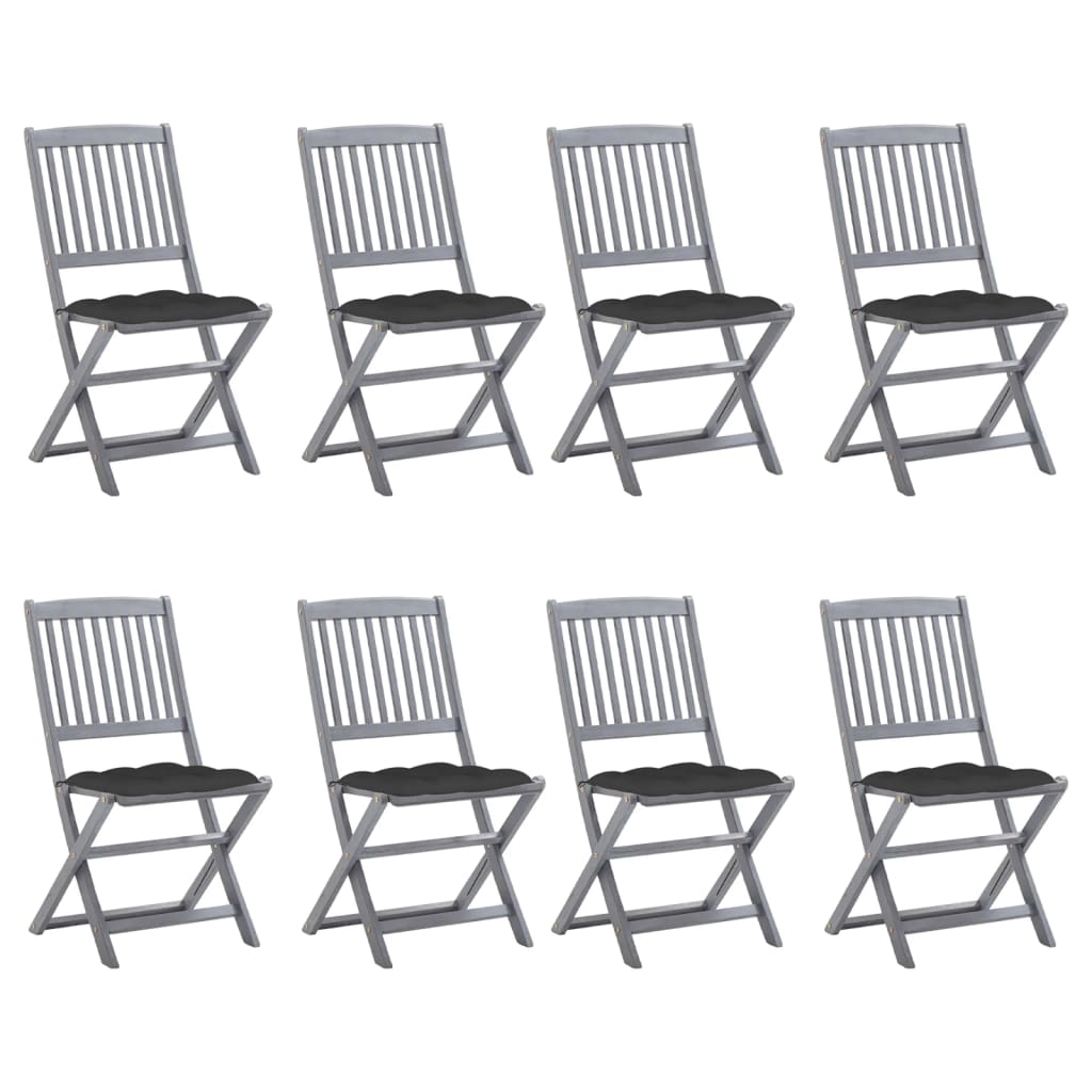 Klappbare Gartenstühle 8 Stk. mit Kissen Massivholz Akazie Klappbare Gartenstühle 8 Stk. mit Kissen Massivholz Akazie