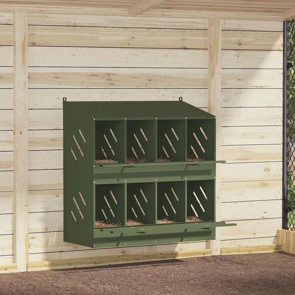 Hühner-Nistkasten mit 8 Fächern Olivgrün Metall Hühner-Nistkasten mit 8 Fächern Olivgrün Metall