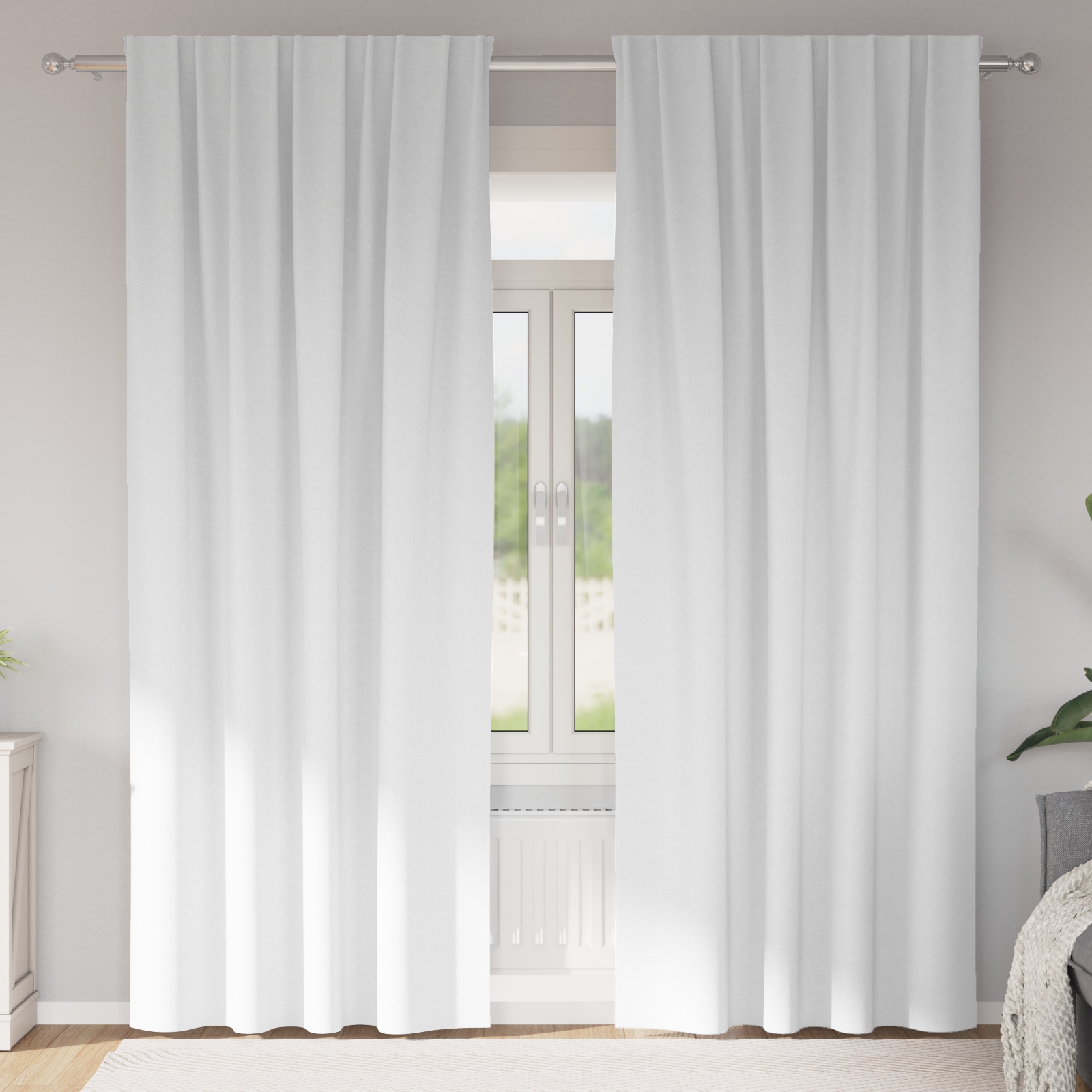 Verdunkelungsvorhänge 2 pcs Reinweiß 245 x 140 cm Polyester