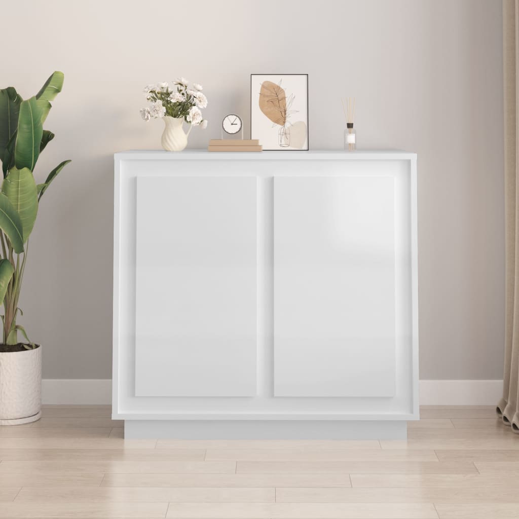 Sideboard Hochglanz-Weiß 80x34x75 cm Holzwerkstoff