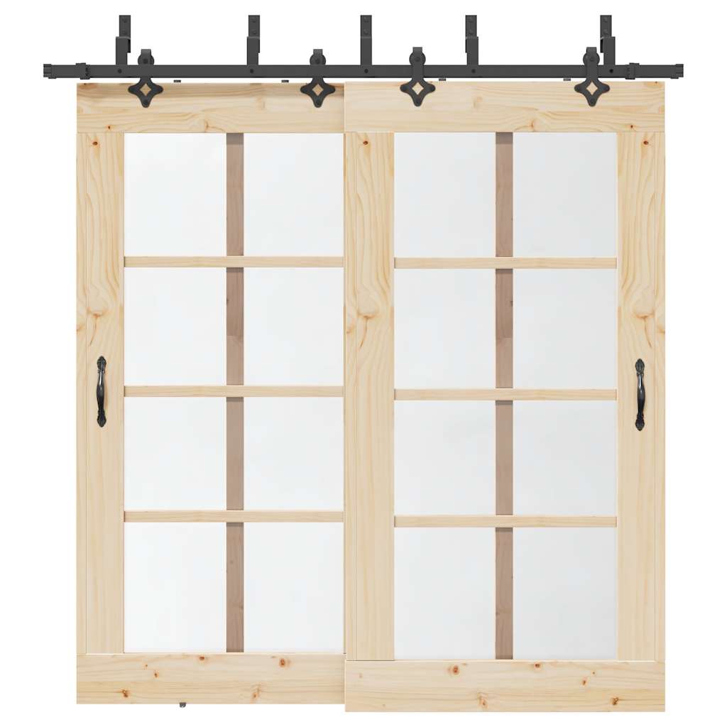 Schiebetürbeschlag-Set 213,5 cm Stahl Schwarz Schiebetürbeschlag-Set 213,5 cm Stahl Schwarz