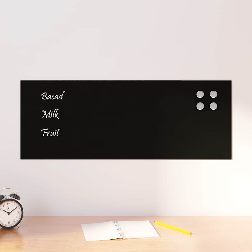 Magnettafel Wandmontage Schwarz 80x30 cm Hartglas Magnettafel Wandmontage Schwarz 80x30 cm Hartglas