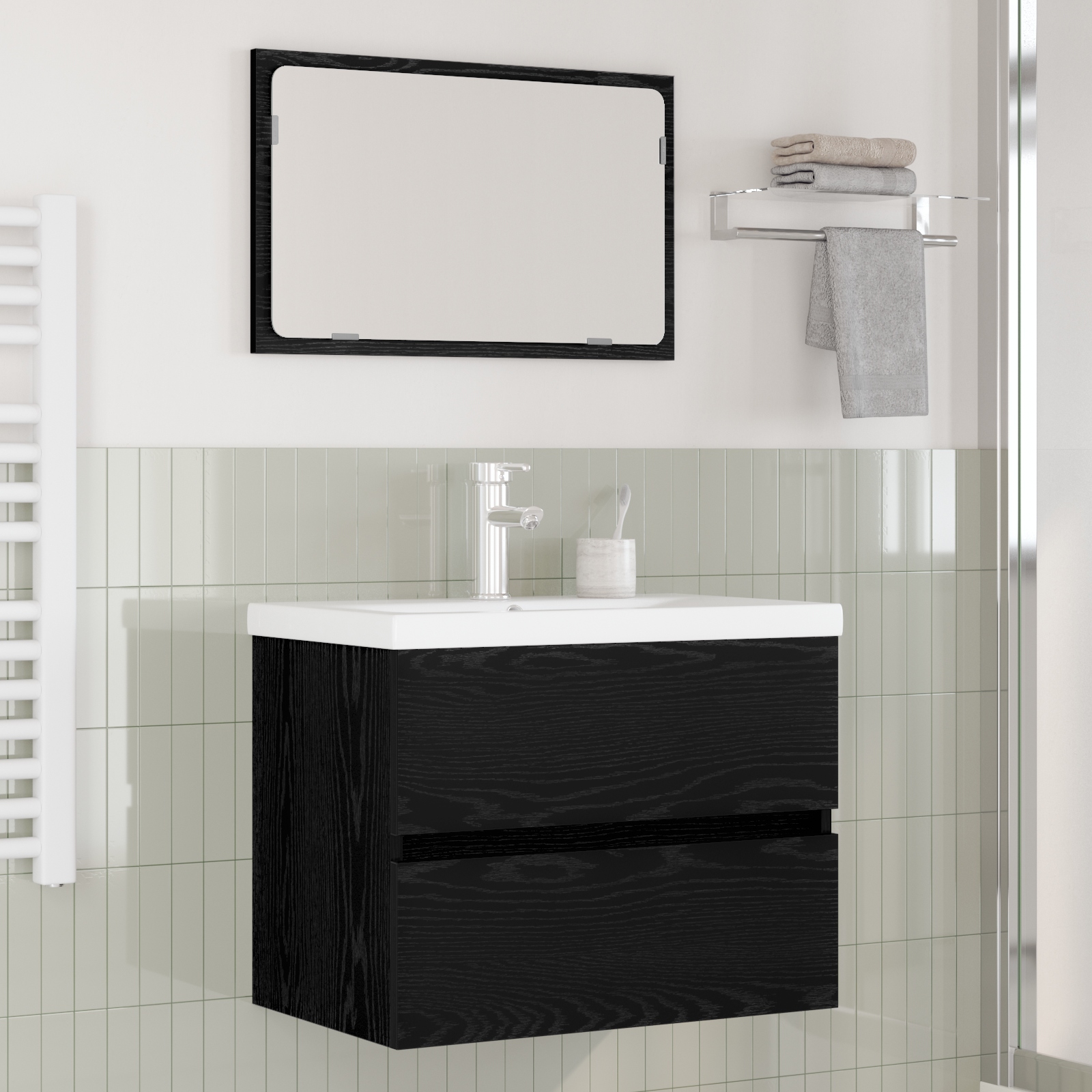 Badezimmermöbel Set 3 pcs Eiche handwerklich 60 x 38.5 x 45 cm Badezimmermöbel Set 3 pcs Eiche handwerklich 60 x 38.5 x 45 cm