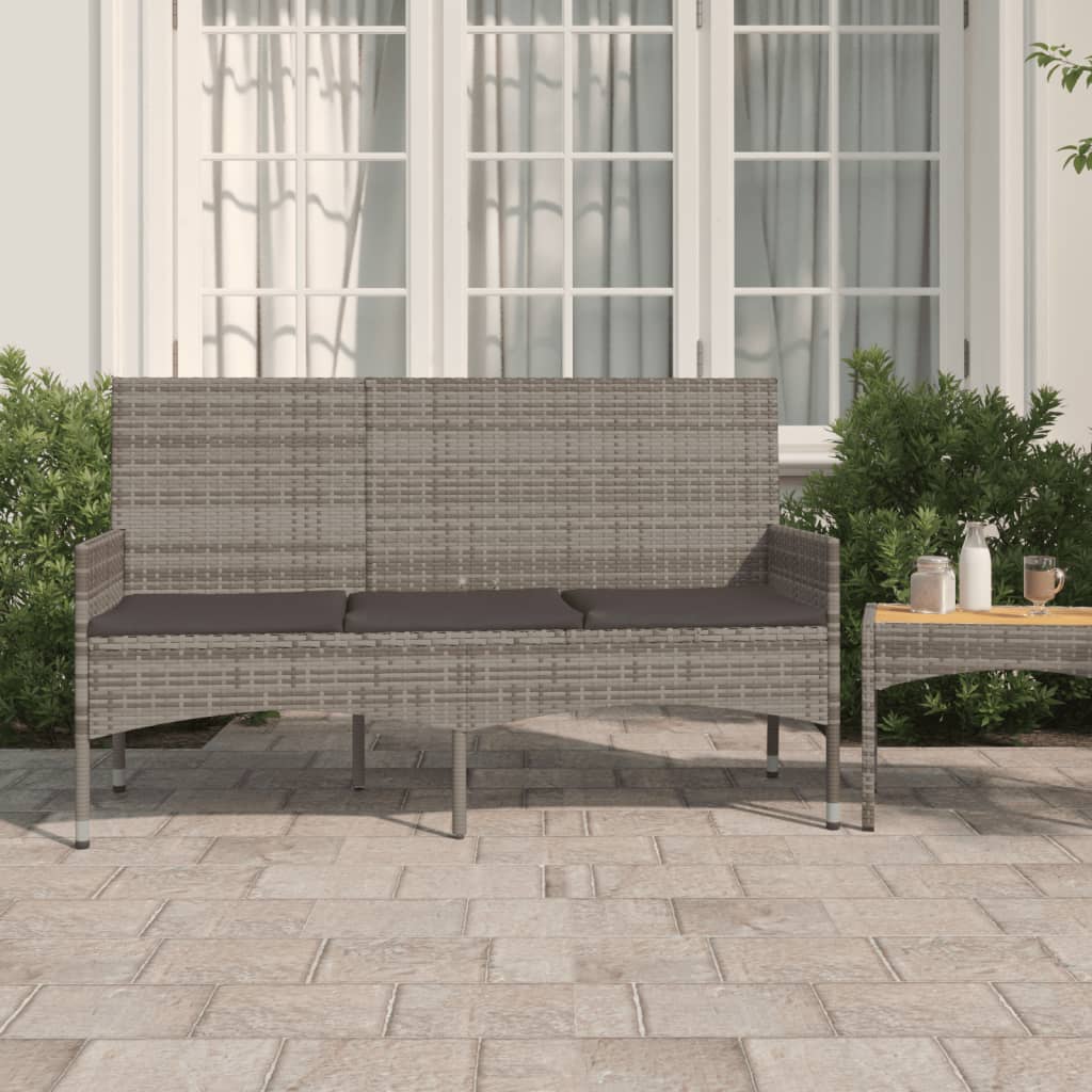Gartenbank 3-Sitzer mit Kissen Grau Poly Rattan Gartenbank 3-Sitzer mit Kissen Grau Poly Rattan
