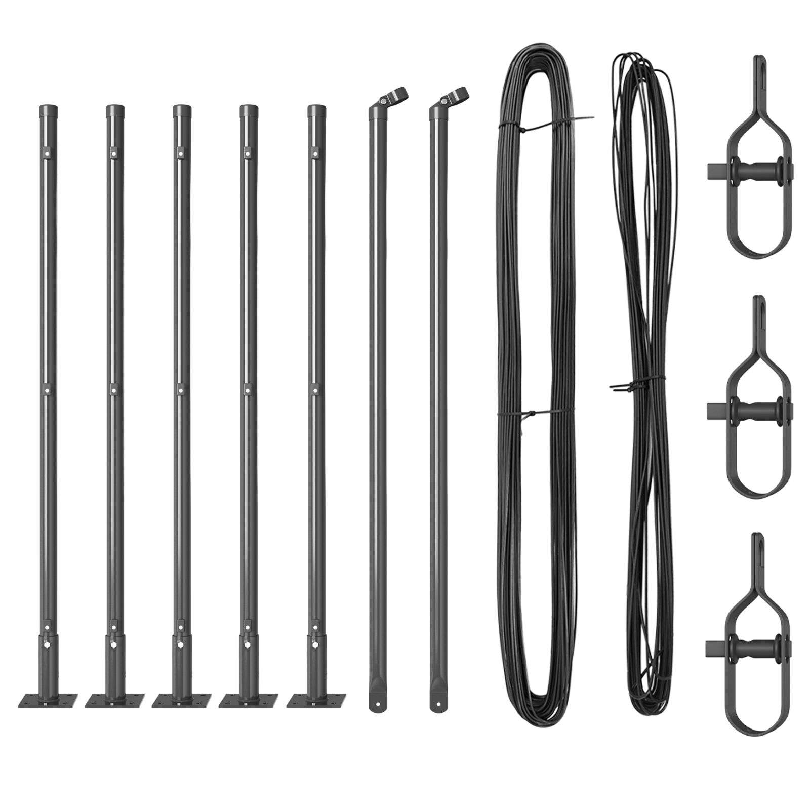 Zaunpfosten mit Basisplatten 7 Stück Ø32mm 90cm verzinkter Stahl