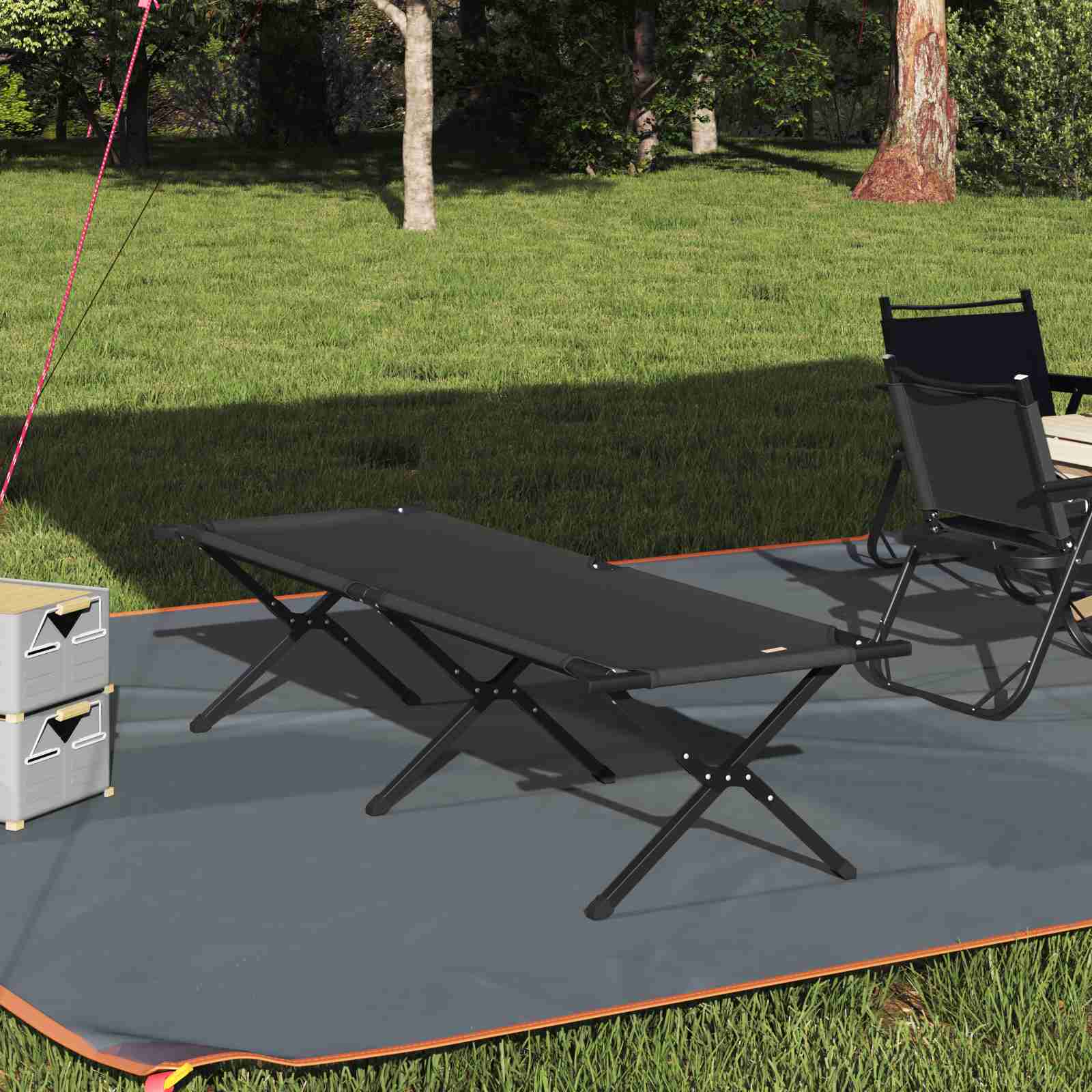 Klapp-Sonnenbett mit Tragetasche Schwarz 600D Oxford-Gewebe Klapp-Sonnenbett mit Tragetasche Schwarz 600D Oxford-Gewebe