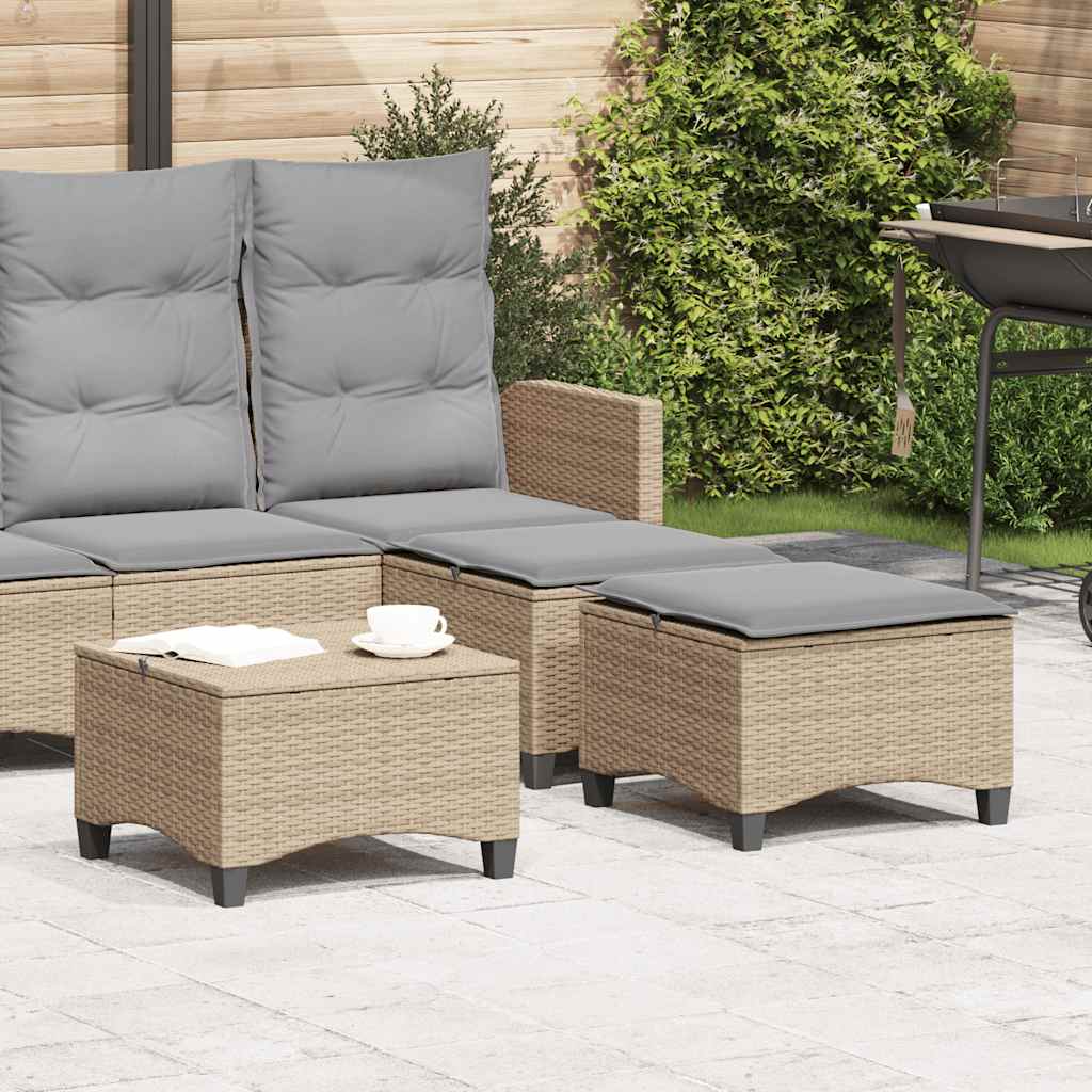 Gartenhocker mit Kissen 2 Stk. Beige 55x55x36 cm Poly Rattan Gartenhocker mit Kissen 2 Stk. Beige 55x55x36 cm Poly Rattan