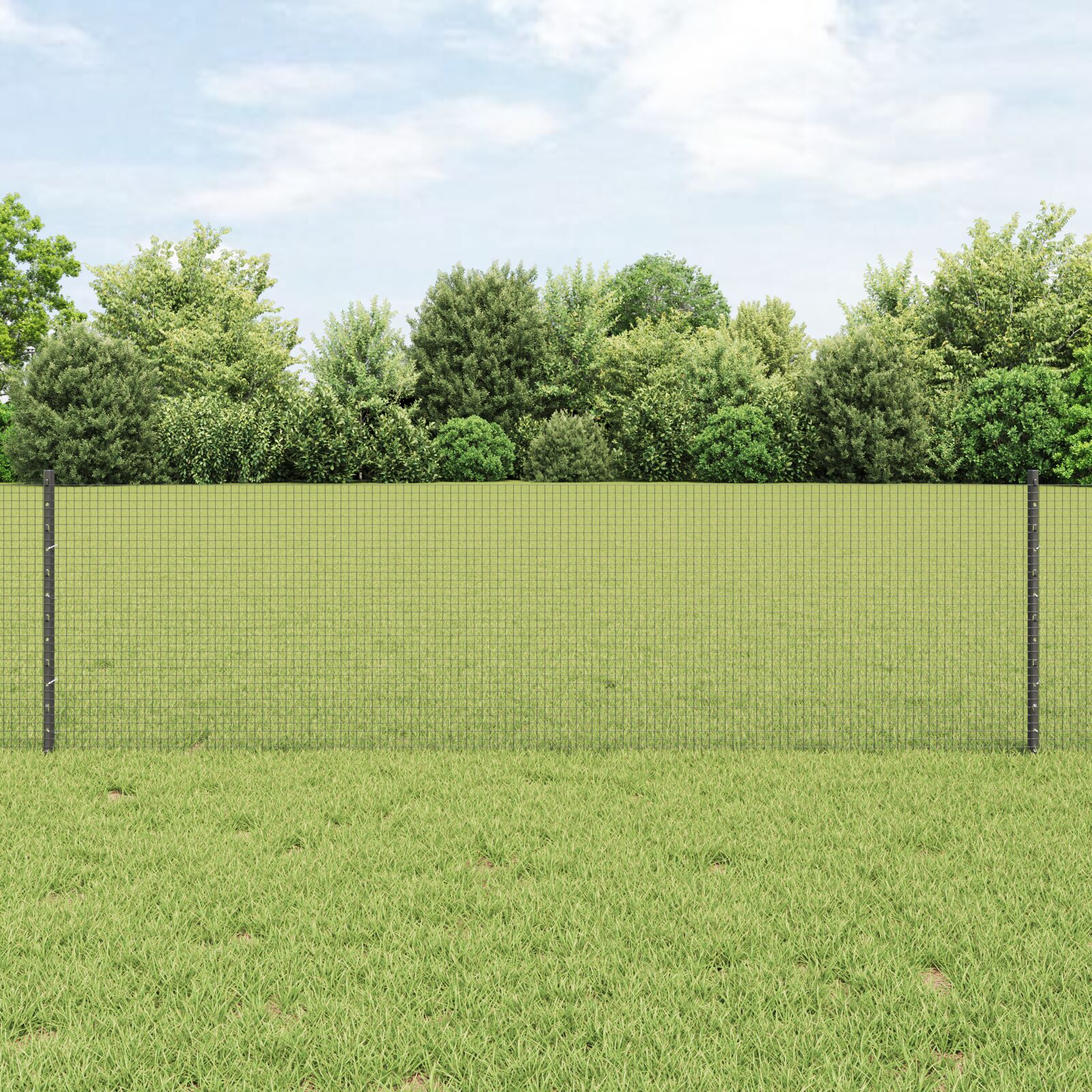 Schweißdrahtzaun mit 11 U Pfosten Grau 0,6x25 m Stahl