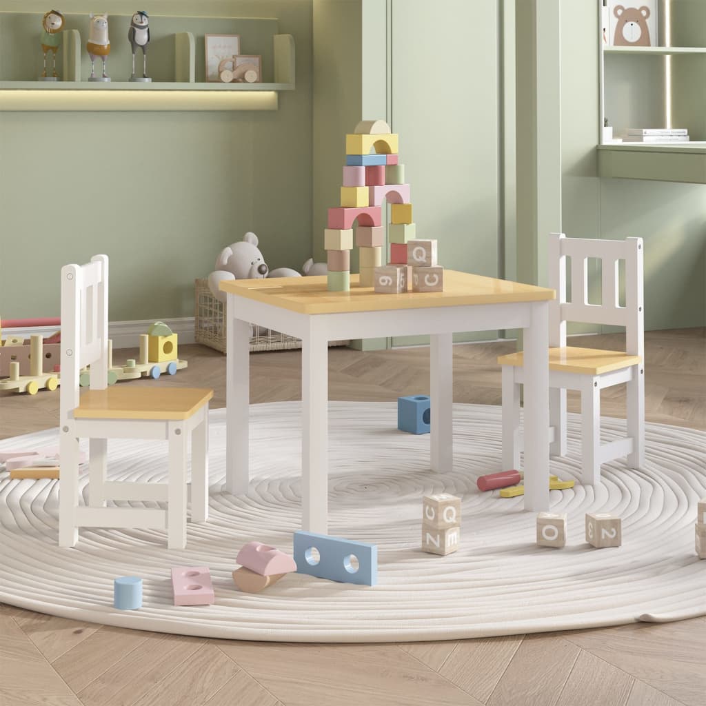 3-tlg. Kinder-Sitzgruppe Weiß und Beige MDF 3-tlg. Kinder-Sitzgruppe Weiß und Beige MDF