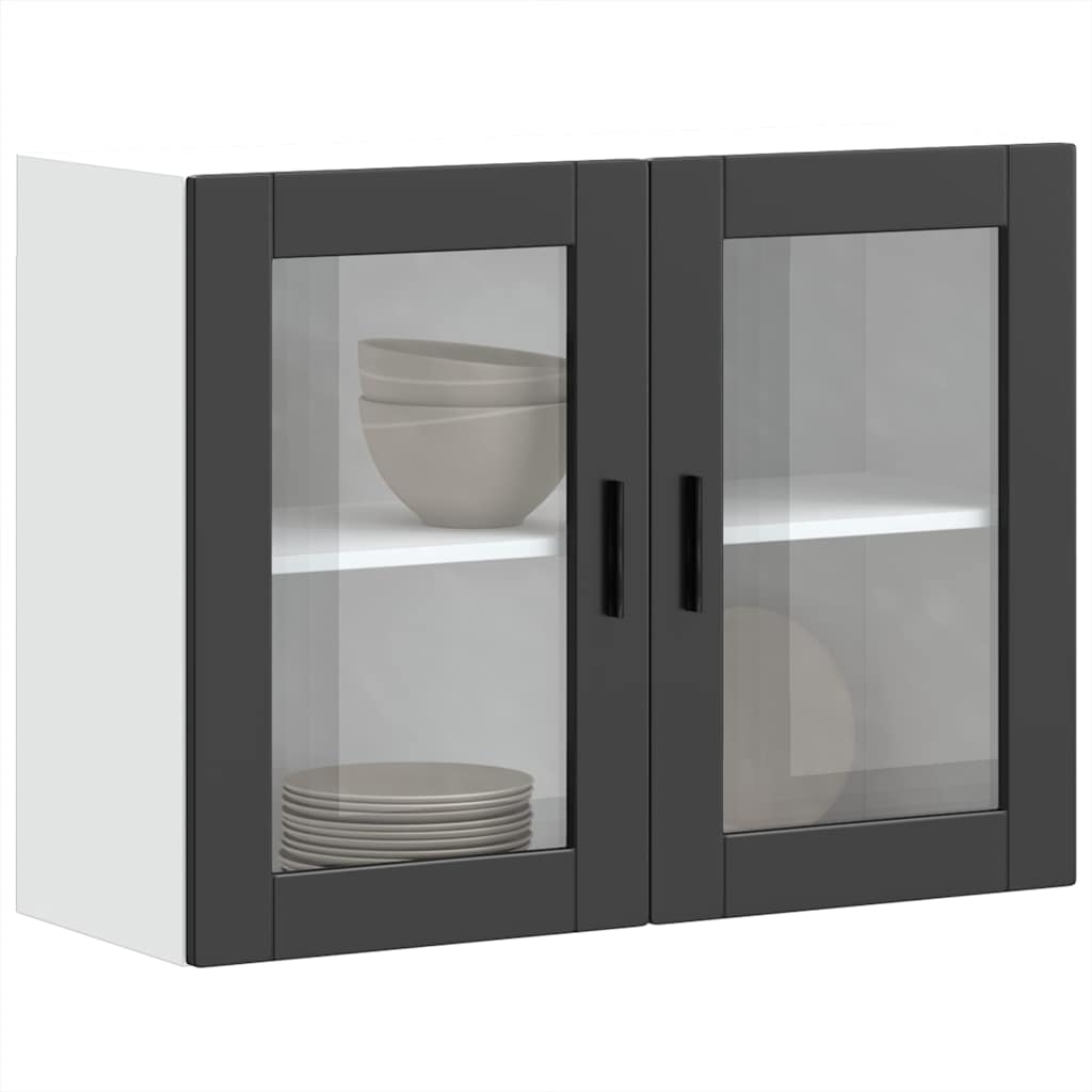 Küchen-Hängeschrank mit Glastür Porto Schwarz