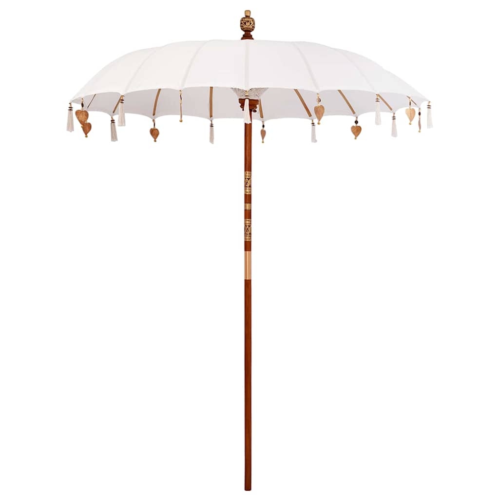 Sonnenschirm Creme x 250 cm Baumwolle und Massivholz Sonnenschirm Creme x 250 cm Baumwolle und Massivholz