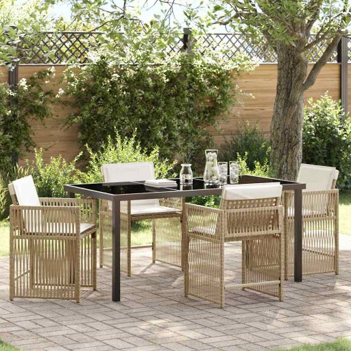 Garten Essgruppe 5 pcs Beige Poly-Rattan