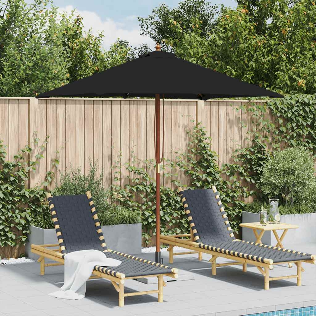 Sonnenschirm mit Holzmast Schwarz 150x200 cm Sonnenschirm mit Holzmast Schwarz 150x200 cm