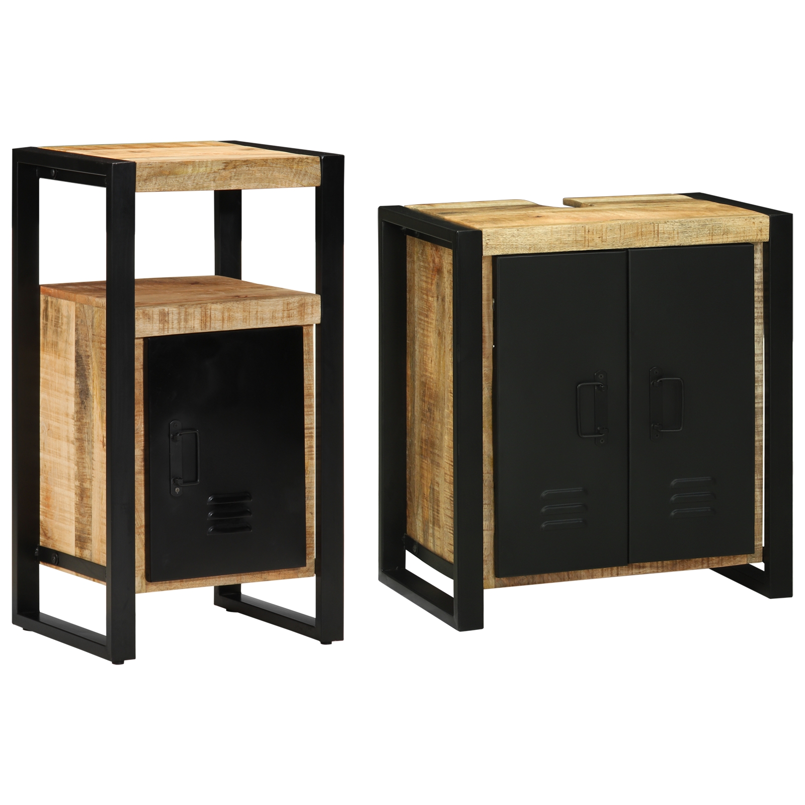 Badezimmermöbel Set 2 pcs Braun Massives, grobes Mangoholz Badezimmermöbel Set 2 pcs Braun Massives, grobes Mangoholz