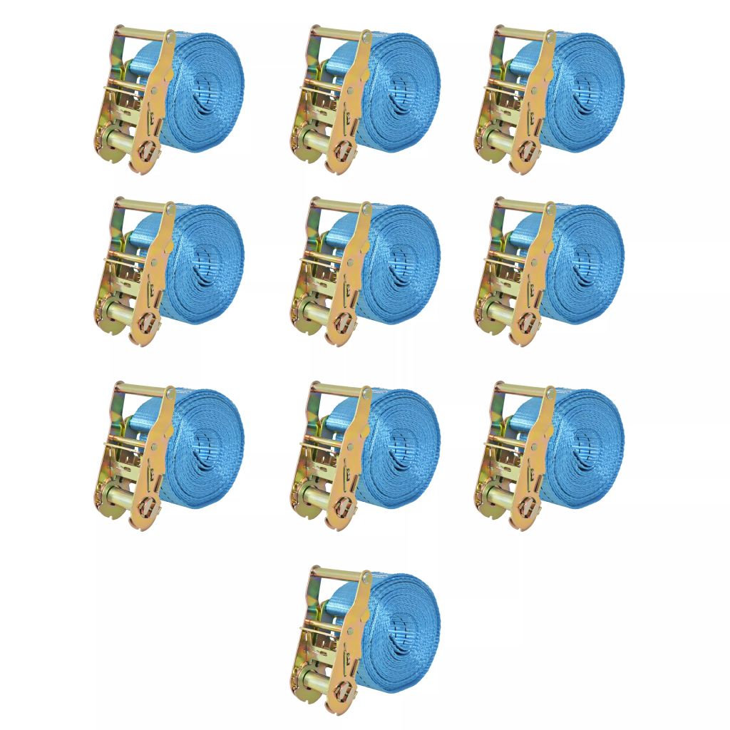Ratschen-Spanngurte 10 Stk. 2 Tonnen 6m×38mm Blau Ratschen-Spanngurte 10 Stk. 2 Tonnen 6m×38mm Blau