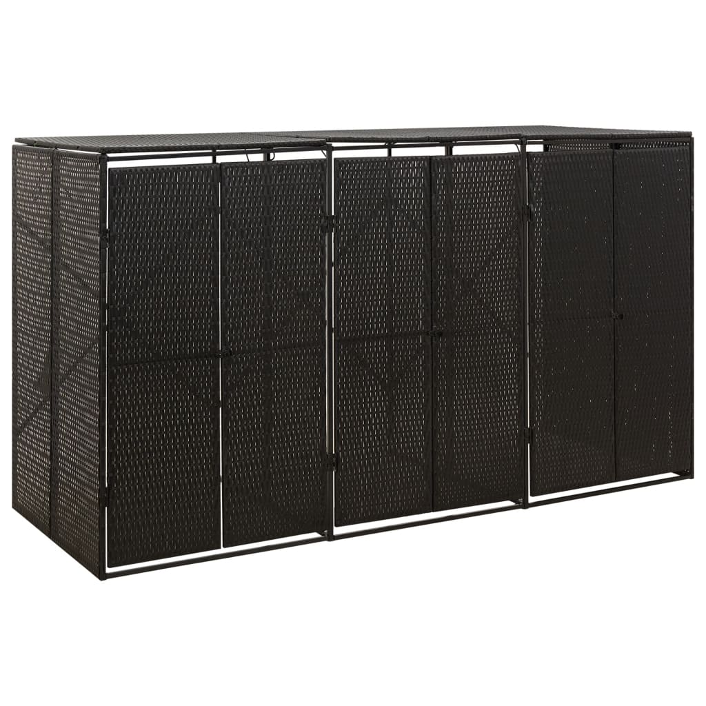 Mülltonnenbox für 3 Tonnen Schwarz 207x80x117 cm Poly Rattan Mülltonnenbox für 3 Tonnen Schwarz 207x80x117 cm Poly Rattan