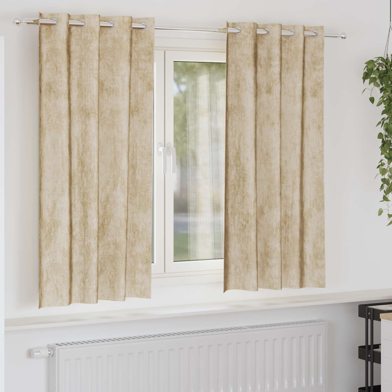 Samtvorhänge 2 Stück mit Ösen Creme 175x140 cm Samtvorhänge 2 Stück mit Ösen Creme 175x140 cm