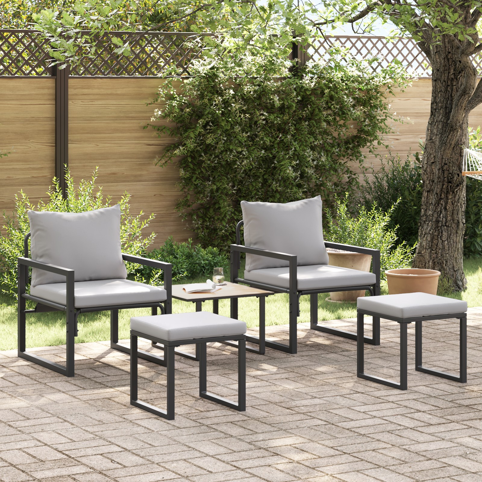 Garten-Sofa-Set 4 pcs Schwarz 61 x 72,5 x 71 cm Stahl Garten-Sofa-Set 4 pcs Schwarz 61 x 72,5 x 71 cm Stahl
